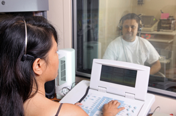 Pure tone audiometry testing involves air conduction tests or bone conduction tests
